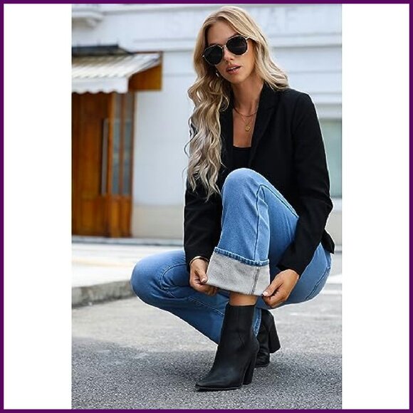 High Waist Fleece Lined Bootcut Jeans Stretchy Thermal Winter Pants - Picture 3 of 8